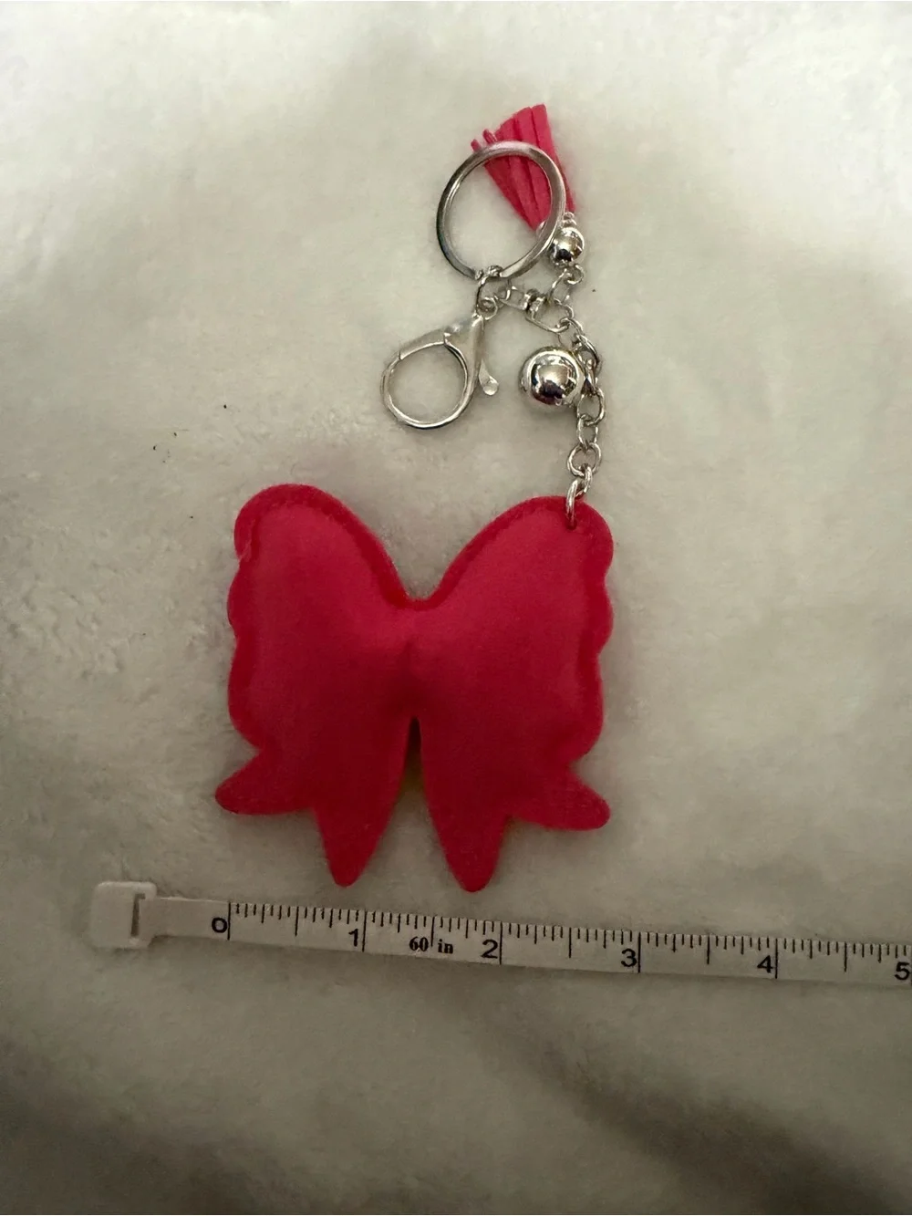 Hot Pink Bow/with Black Rhinestone Trim Charm with Tassel